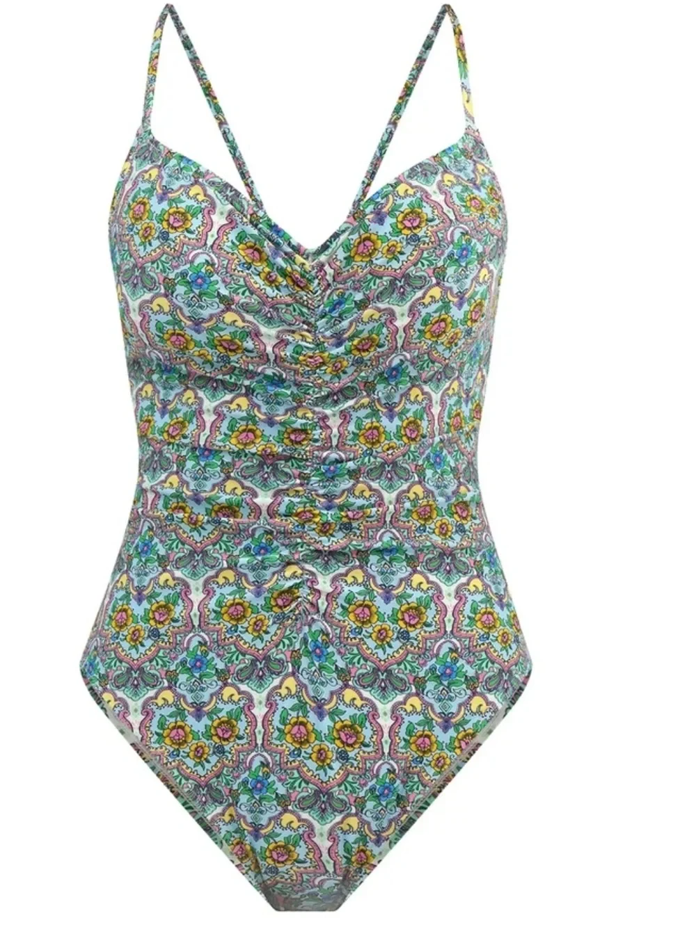 Jessica Simpson Paisley Cinched One Piece Swimsuit Size Medium New